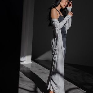 Organic Pima Long Cardigan Robe One Size Grey